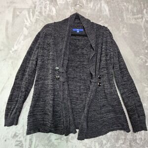 Apt. 9 Women Charcoal Gray Marled Shawl Collar Open Front Cardigan Sweater M